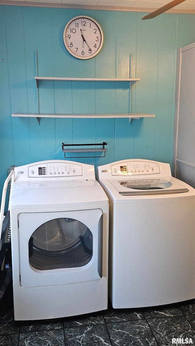 laundry area featuring washing machine and dryer