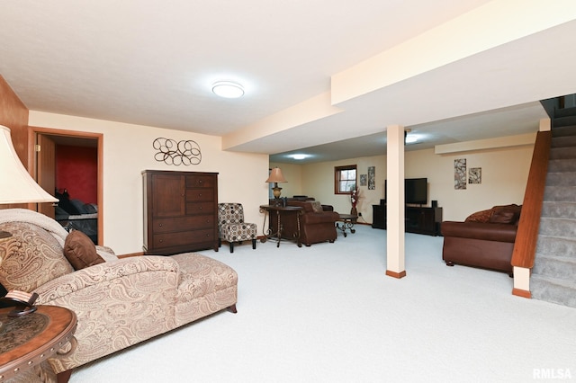 living room featuring carpet flooring