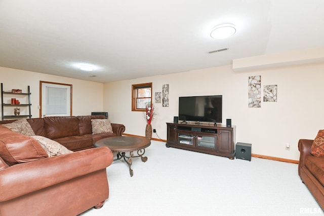 living room with carpet flooring