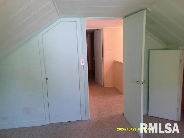 bonus room with carpet floors and vaulted ceiling