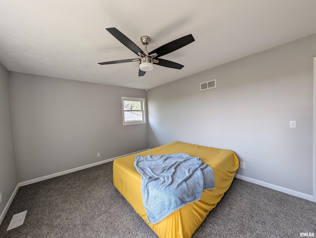 bedroom with carpet, baseboards, and visible vents