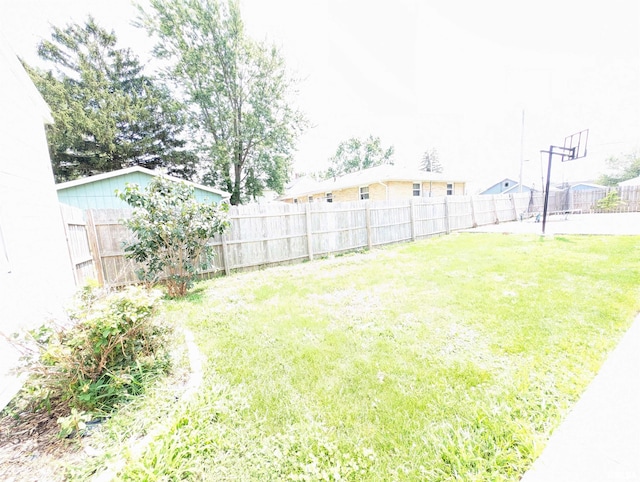 view of yard featuring a fenced backyard