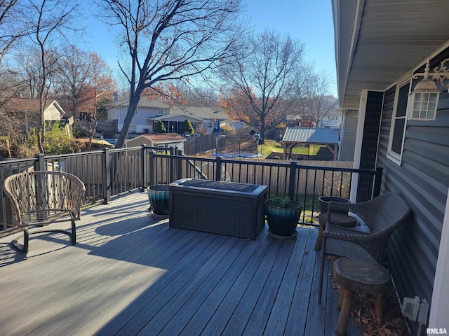 deck with a trampoline