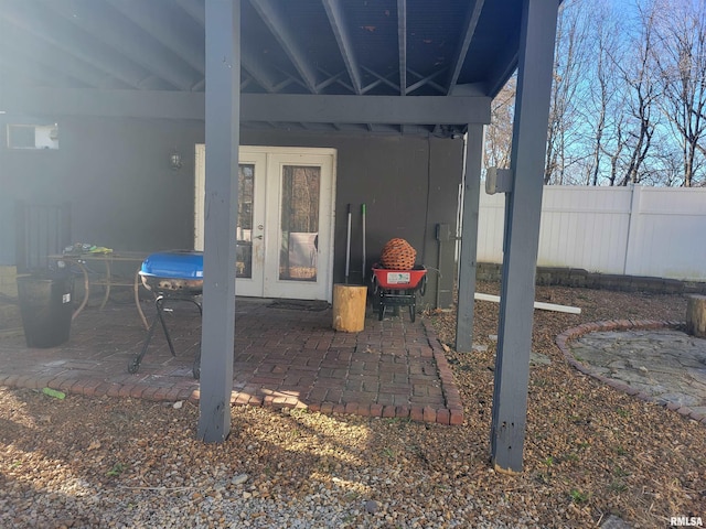 view of patio / terrace featuring french doors