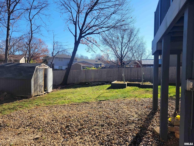 view of yard featuring a shed