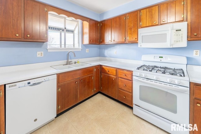 kitchen with white appliances and sink