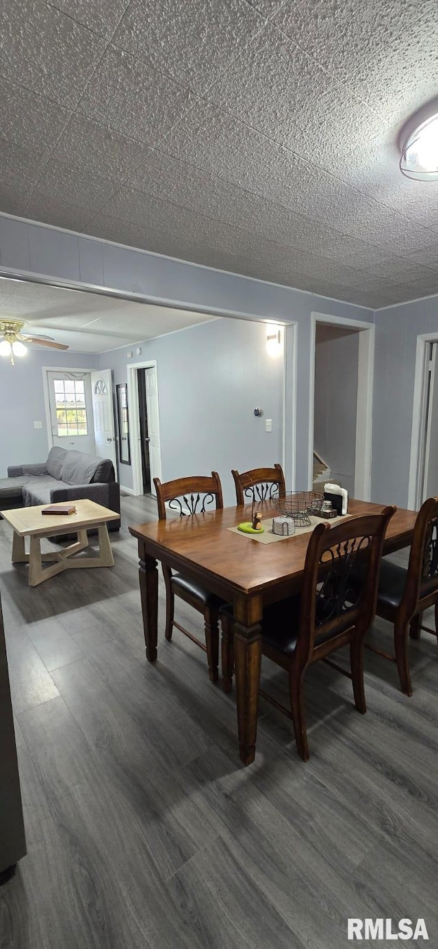 500 E Bancroft St, West Point, IL 62380 - dining room featuring wood finished floors and ceiling fan