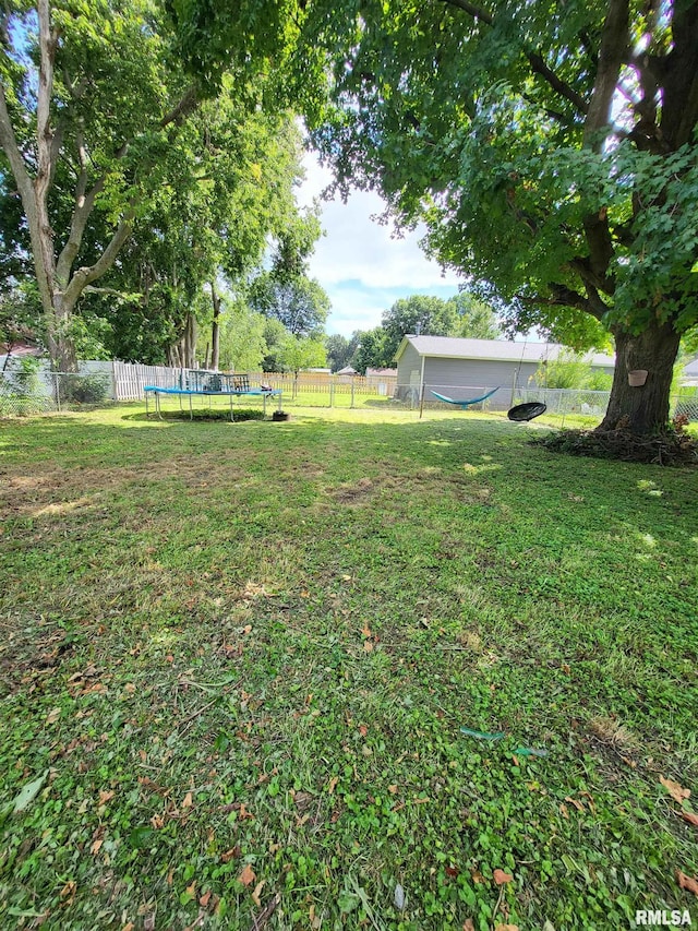 view of yard with a trampoline