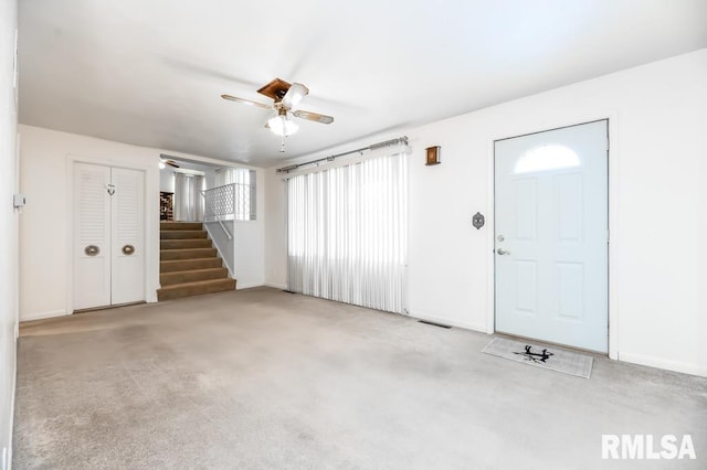 garage with ceiling fan