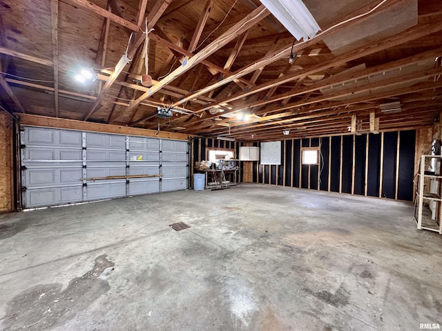 garage with a garage door opener