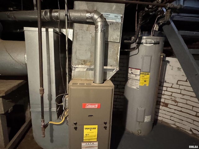 utility room featuring water heater