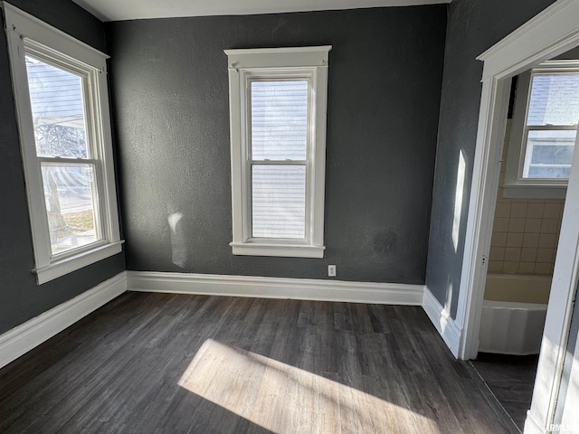 unfurnished room featuring dark hardwood / wood-style flooring and a wealth of natural light