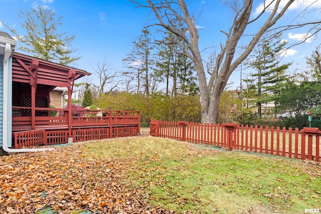 view of yard featuring a deck