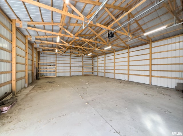 garage with metal wall