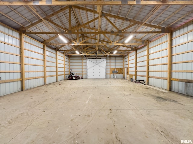 garage with metal wall