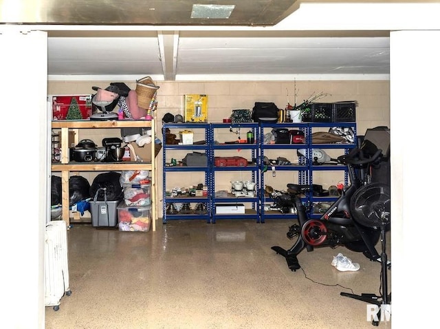 storage area featuring radiator heating unit