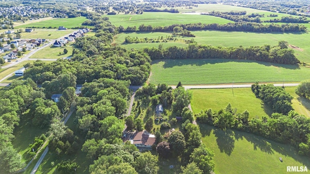 aerial view featuring a rural view