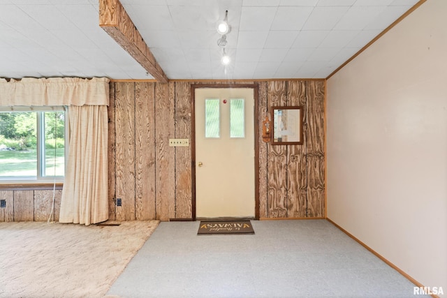 interior space with wooden walls