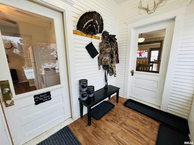 mudroom featuring hardwood / wood-style flooring