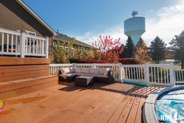 deck with an outdoor hangout area