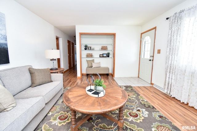 living room featuring light wood-style floors