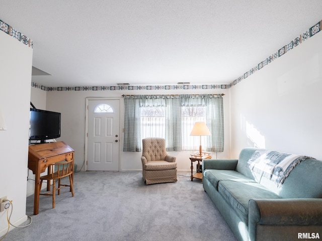 living room with light carpet