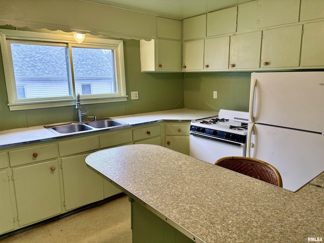 kitchen with white appliances and sink