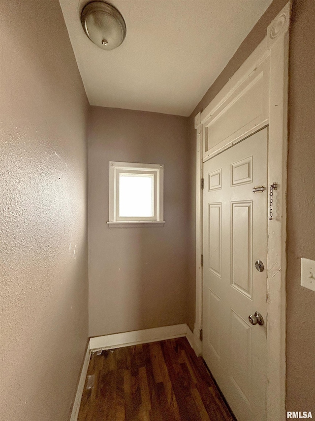 doorway to outside with dark wood-type flooring