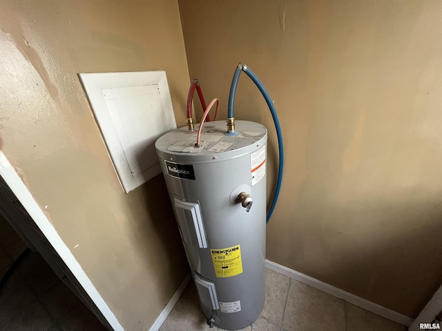 utility room with electric water heater