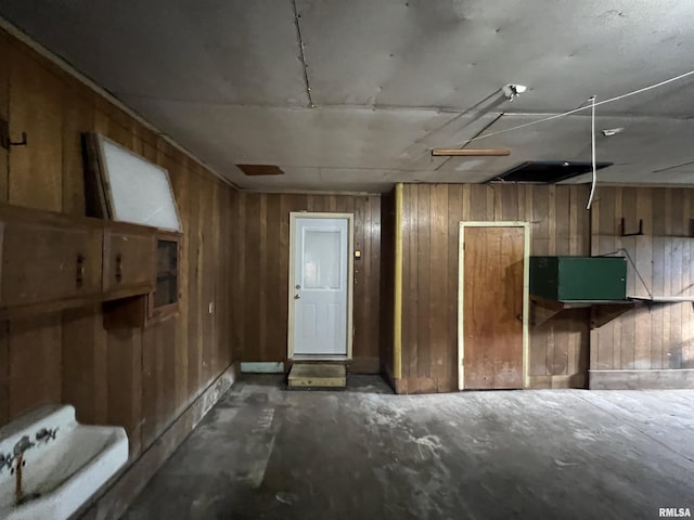 interior space with wooden walls