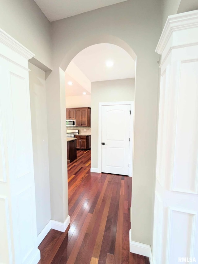 hall featuring dark hardwood / wood-style floors