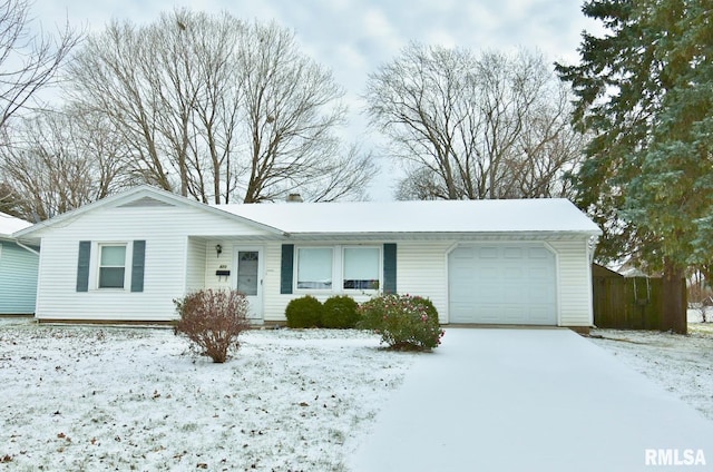 single story home with a garage