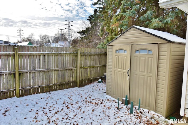 view of snow covered structure