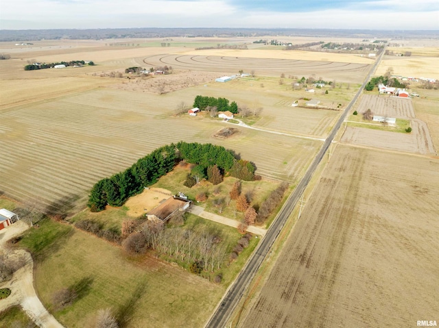 birds eye view of property featuring a rural view