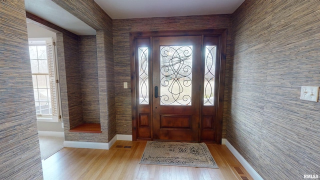 entrance foyer featuring light wood-type flooring