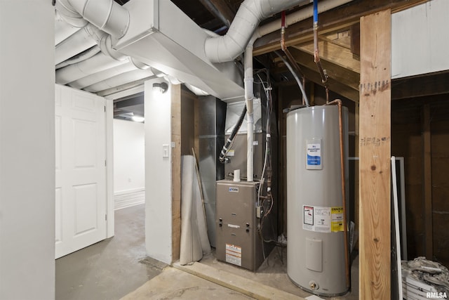 utility room with water heater