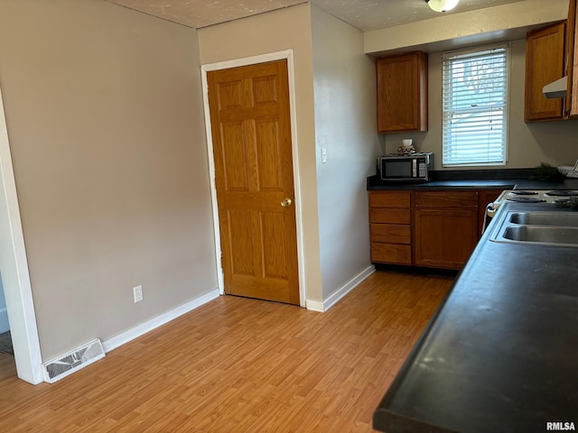 kitchen featuring light wood-type flooring and sink