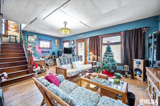 living room with light wood-type flooring