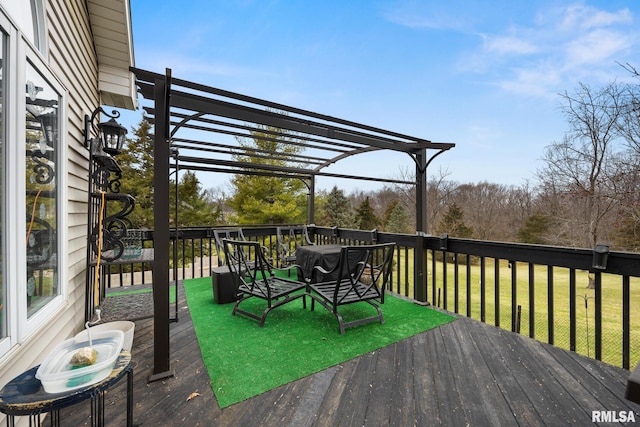 wooden terrace with a pergola