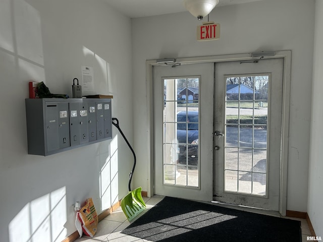 entryway with mail boxes