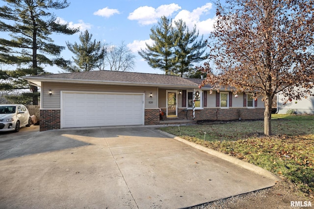 single story home with a garage