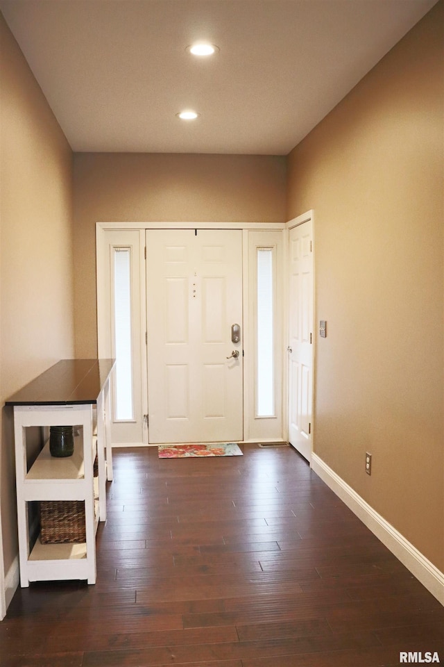 foyer entrance with dark wood-type flooring