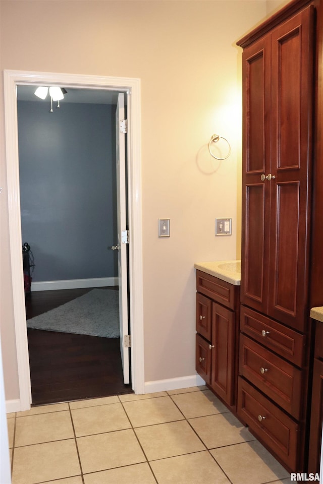 bathroom featuring vanity and tile patterned floors