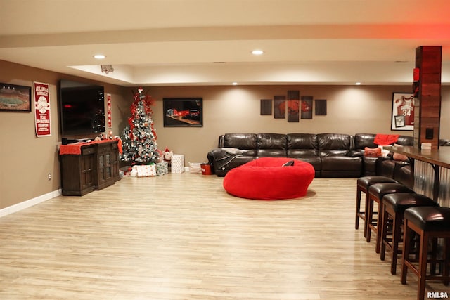 game room featuring light hardwood / wood-style flooring