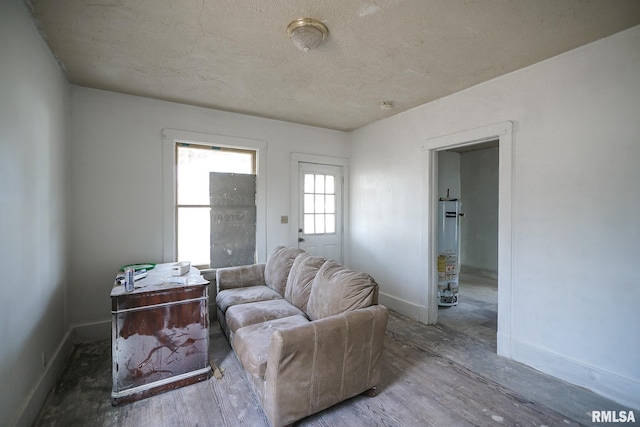 living room featuring water heater