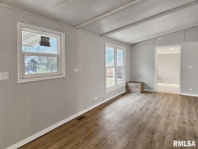 interior space with hardwood / wood-style floors and lofted ceiling