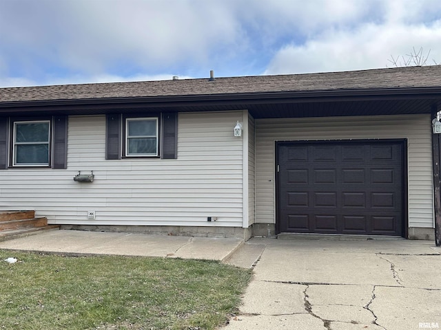 exterior space with a garage