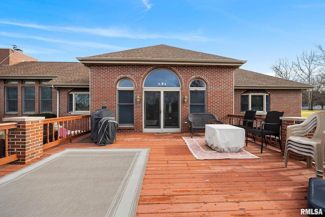 deck featuring area for grilling