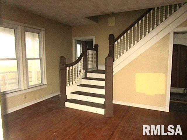 staircase with wood-type flooring