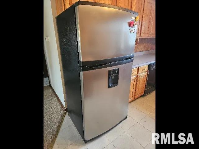 kitchen with stainless steel refrigerator